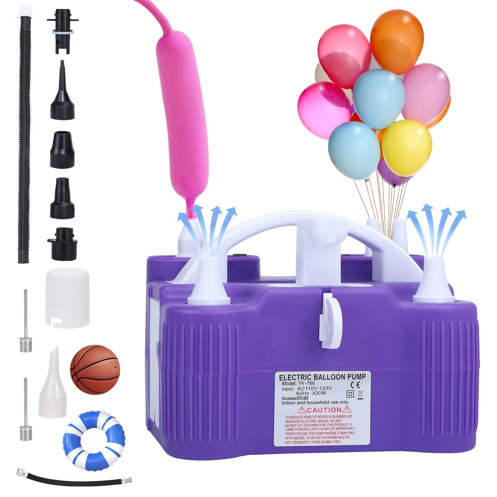 1 Electric Balloon Pump 3-in-1 Portable Air Pump | Fast Inflation for 260q Foil Mylar Latex Double-Stuffed Balloons, Inflator Deflator for Pool, Semi-automatic Operation, Green PP Material, Without Battery