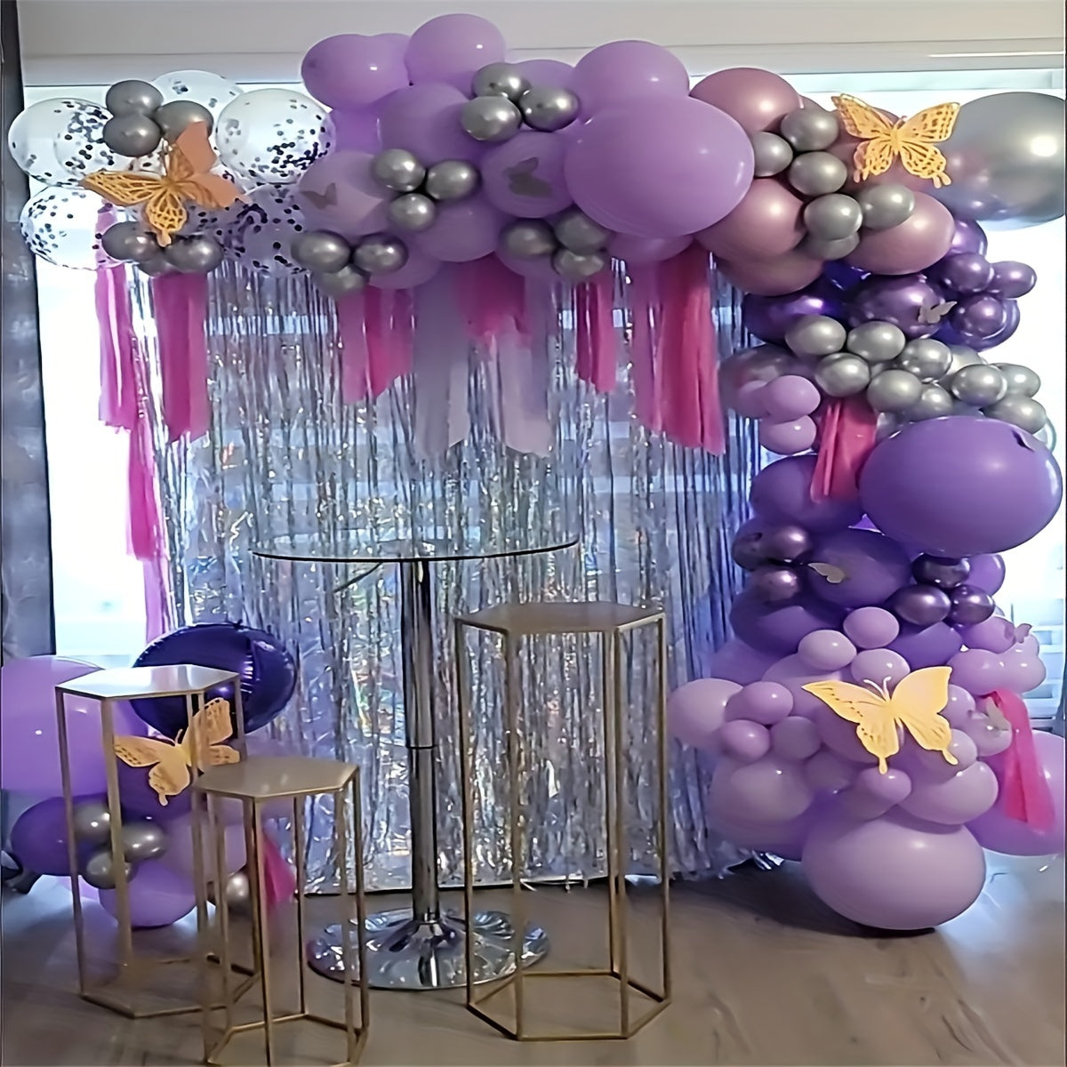 111pcs Lavender Purple Balloon Garland Kit with Metallic Confetti - Perfect for Weddings, Birthdays, Anniversaries, Valentine's Day, Wedding Balloons