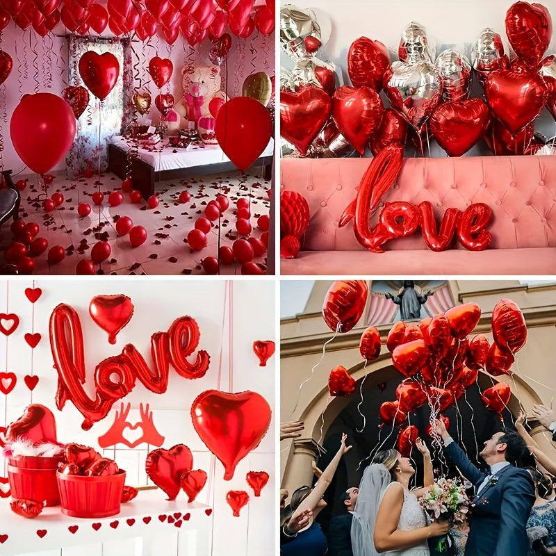 53pcs Valentine'S Day Balloon Set, Includes 30 Red Latex & 23 Aluminum Foil Heart Balloons with Accessories, Ideal for Indoor & Outdoor Decorations, Perfect for Birthday, New Year, Christmas Celebrations, KADUOS Brand