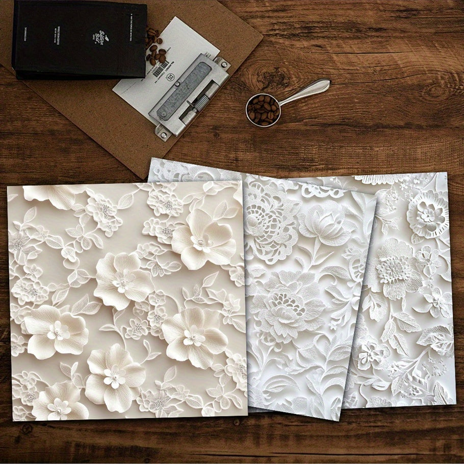 108pcs of flower silhouette decorative paper, scrapbook paper suitable for junk diary handmade background decoration and other scenes