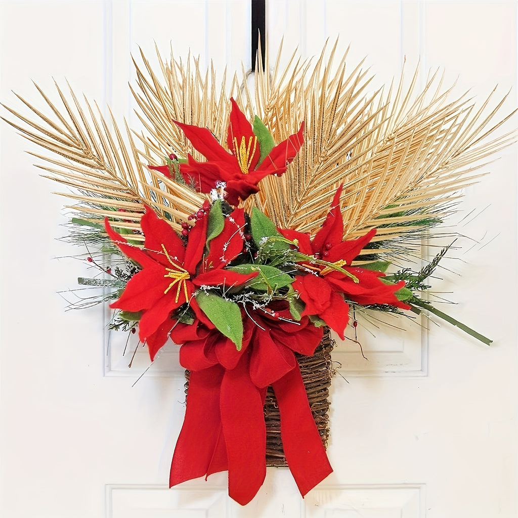 6pcs Golden Artificial Palm Leaves, 17" Fake Tropical Plant Faux Flowers For Indoor Outdoor Home Table Centerpiece Vase Filler Wedding Birthday Party  Halloween Gift