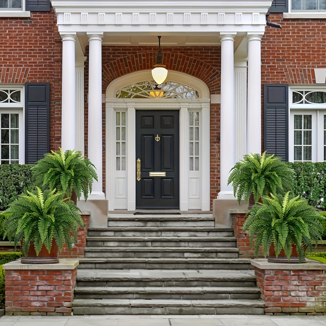 4 Large Boston Fern Greenery, 34-Inch Artificial Plant, Suitable for Outdoor Use, Home Office, Garden Porch Barn Decoration, Wedding Anniversary Festivals (Easter, Mother'S Day, Earth Day), Spring And Summer Display, Indoor A