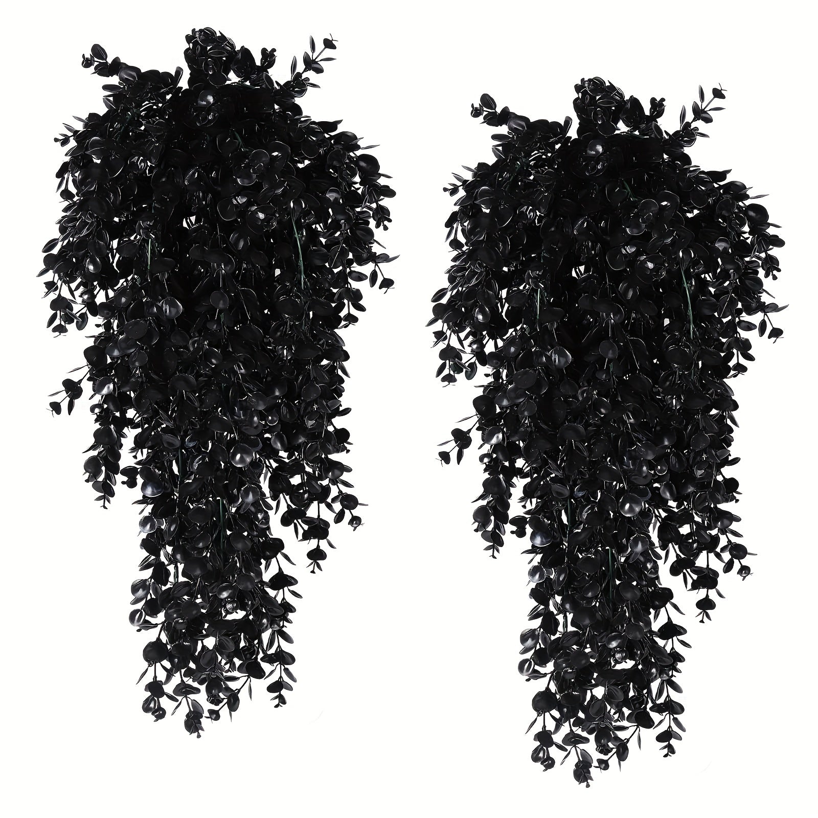 4pcs Artificial Black Eucalyptus Flowers Vine, Simulation Autumn Hanging Wall Rattan, UV Protection Plastic Plant, For Wedding Birthday Décor, Fall Halloween Thanksgiving Xmas Decor, Home Room Arch Garland Ceiling Decor