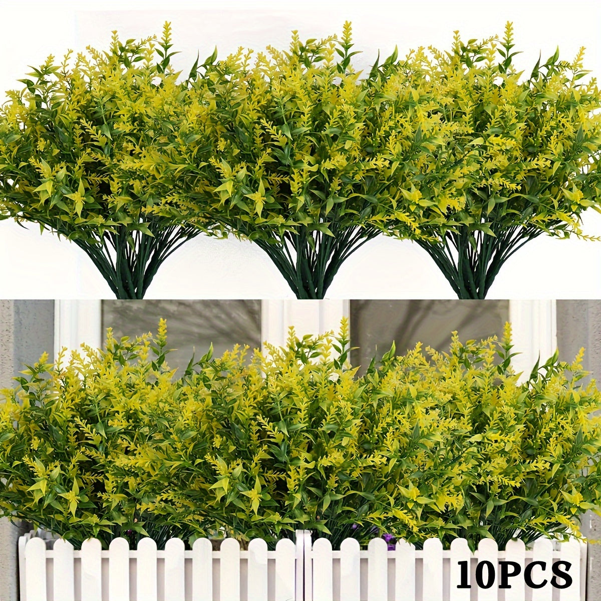 10 Bundle UV Resistant Artificial Lavender Flowers - Fadeless Faux Silk Plants for Outdoor & Indoor - Durable Hanging Planter Decor, Perfect for Garden, Porch, Window Box, Home, Kitchen, Office, and Wedding