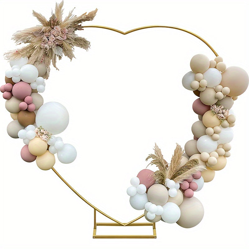 1pc Heart-Shaped Metal Balloon Arch Stand, Iron Photo Backdrop Holder for Wedding, Birthday Party, Youngsters Shower, Bridal Shower - No Electricity Needed, Featherless, Versatile Decor for Christmas, Halloween, Valentine's D