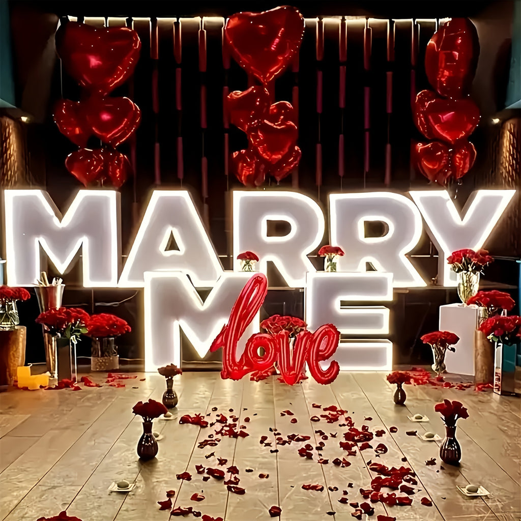 1 Set Romantic Valentine'S Day Balloon Decoration Kit, 500 Red Rose Petals, 20 Red Heart Foil Balloons, 1 Love Letter Balloon, Ideal for Proposal, Engagement, Wedding, Anniversary, Valentine'S Celebration, Confession, Versati