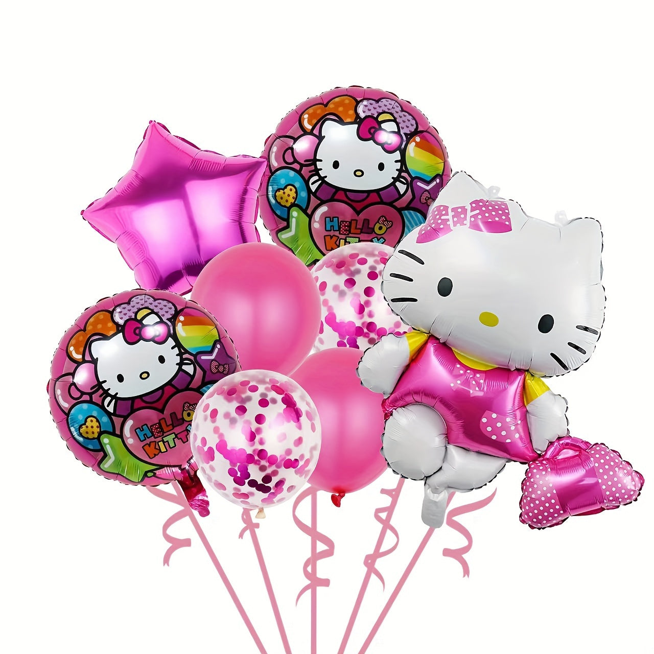 10pcs Vibrant Hello Kitty Balloon Set - Dazzling Golden Metallic & Soft Pastel Macaron Colors, Inflatable, Reusable, and Long-Lasting - Perfect for Birthday, Anniversary, Graduation, Wedding Celebrations and Themed Parties