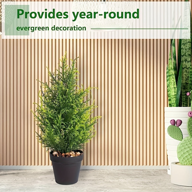 1/2pcs, 17-Inch Artificial Pine Christmas Tree, Realistic Simulation Tree for Indoor/Outdoor Decor, Wedding & Party Supplies