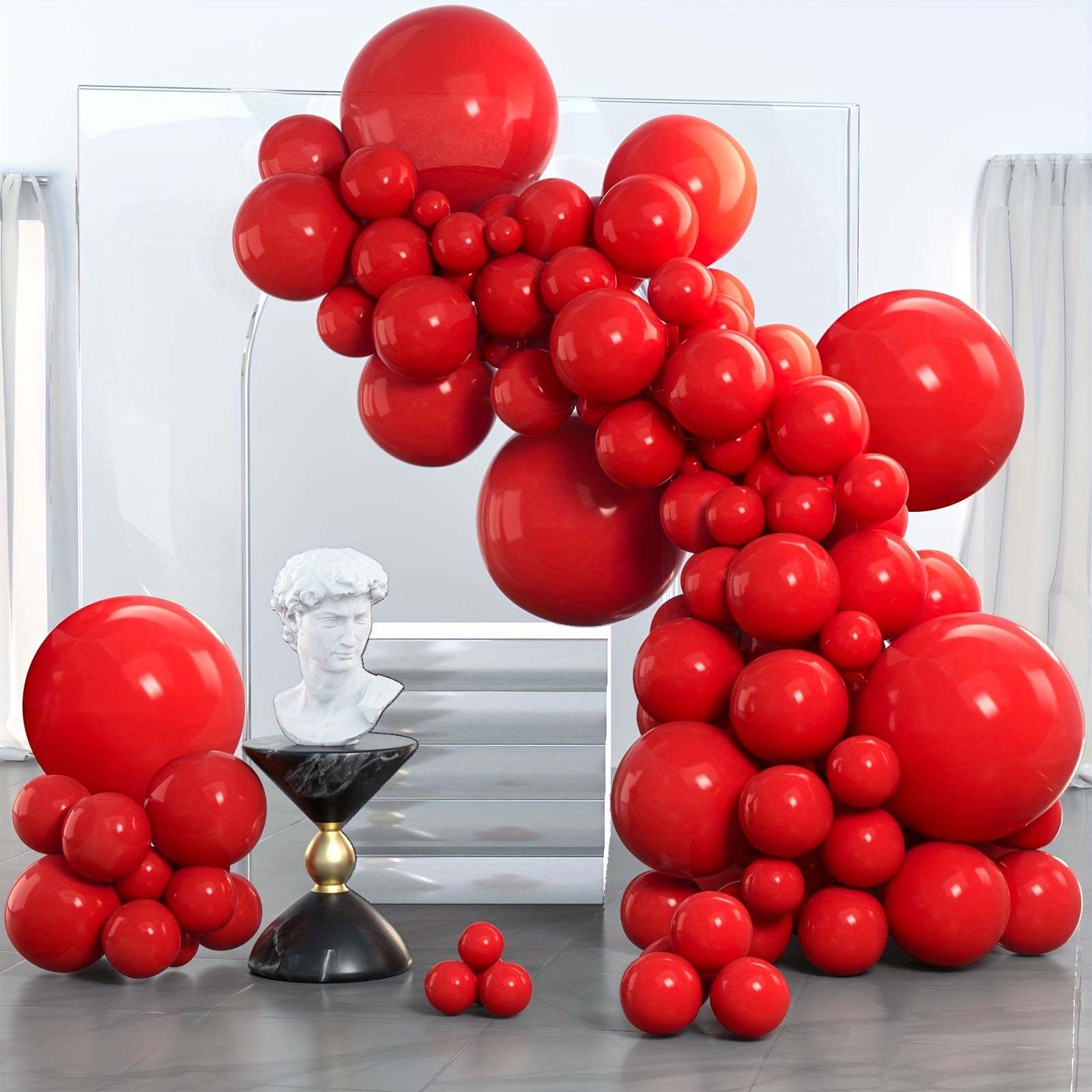 146pcs Matte Red Balloon Set - Assorted Sizes (18", 12", 10", 5") for Garland & Arch, Perfect for Valentine's Day, Weddings, Birthdays, Anniversaries, New Year's Celebrations - Indoor/Outdoor Decor with Tying Tool Included, L