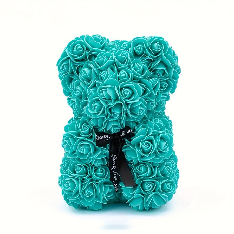 1pc, Artificial Rose Bear 9.84inch Artificial Foam Flower Terry Bear, Rose Bear Gifts For Mother Grandmother On Mother's Day, Perfect Gift For Valentine's Day, Anniversary, Wedding, Creative Gift For Birthday Christmas