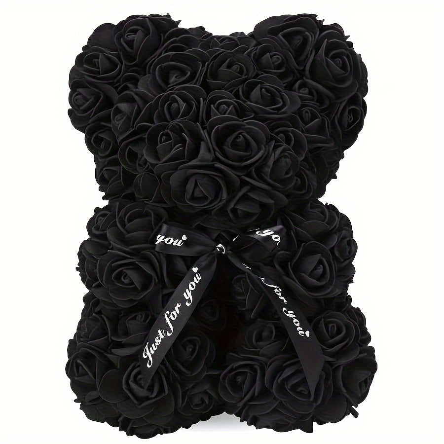 1pc, Artificial Rose Bear 9.84inch Artificial Foam Flower Terry Bear, Rose Bear Gifts For Mother Grandmother On Mother's Day, Perfect Gift For Valentine's Day, Anniversary, Wedding, Creative Gift For Birthday Christmas