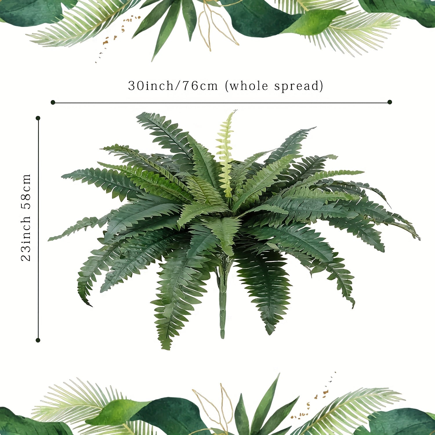 1pc Large 30-inch Artificial Boston Fern - UV Resistant Artificial Plant for Outdoor, Porch and Garden Decoration, Perfect for Parties and Farmhouse Style