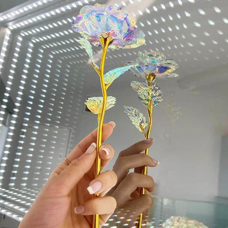 10pcs Rose Golden Crystal Artificial Rose Flowers - Exquisite Centerpieces for Wedding, Anniversary, Mother's Day, Christmas and Holiday Parties - Beautiful Gift Ideas with Romantic Ambiance