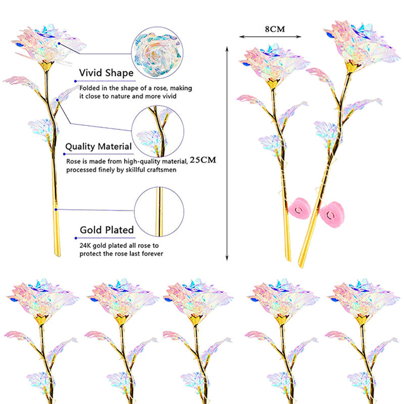 10pcs Rose Golden Crystal Artificial Rose Flowers - Exquisite Centerpieces for Wedding, Anniversary, Mother's Day, Christmas and Holiday Parties - Beautiful Gift Ideas with Romantic Ambiance