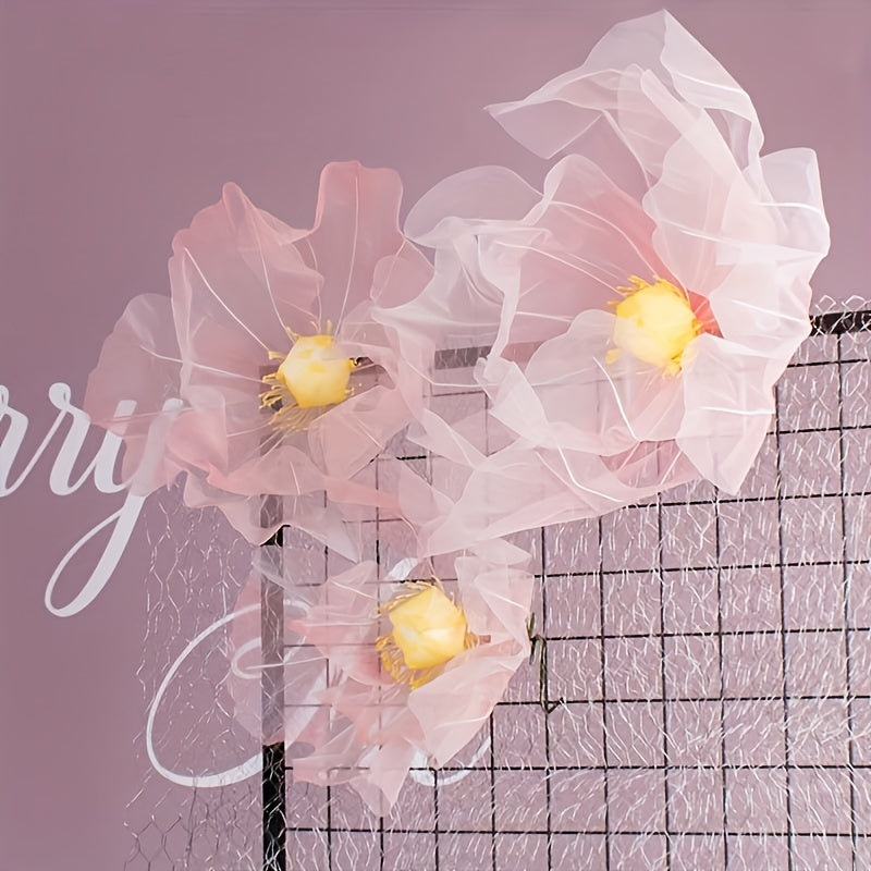 3pcs Realistic Artificial Poppy Flower Bouquet, 3-Piece Set for Wedding, Ceremony, Home Decor, Photo Prop, Farmhouse Style