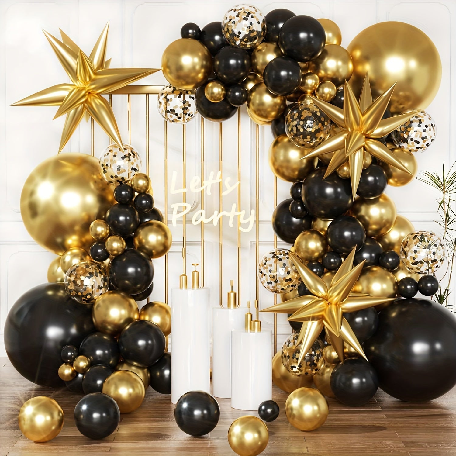 122pcs, Explosion Star Balloon Garland Arch Kit, Starburst Foil Balloon, New Year Decor, Wedding Decor, Birthday Decor, Anniversary Decor, Graduation Decor, Holiday Decor, Celebration Decor, Indoor Outdoor Decor