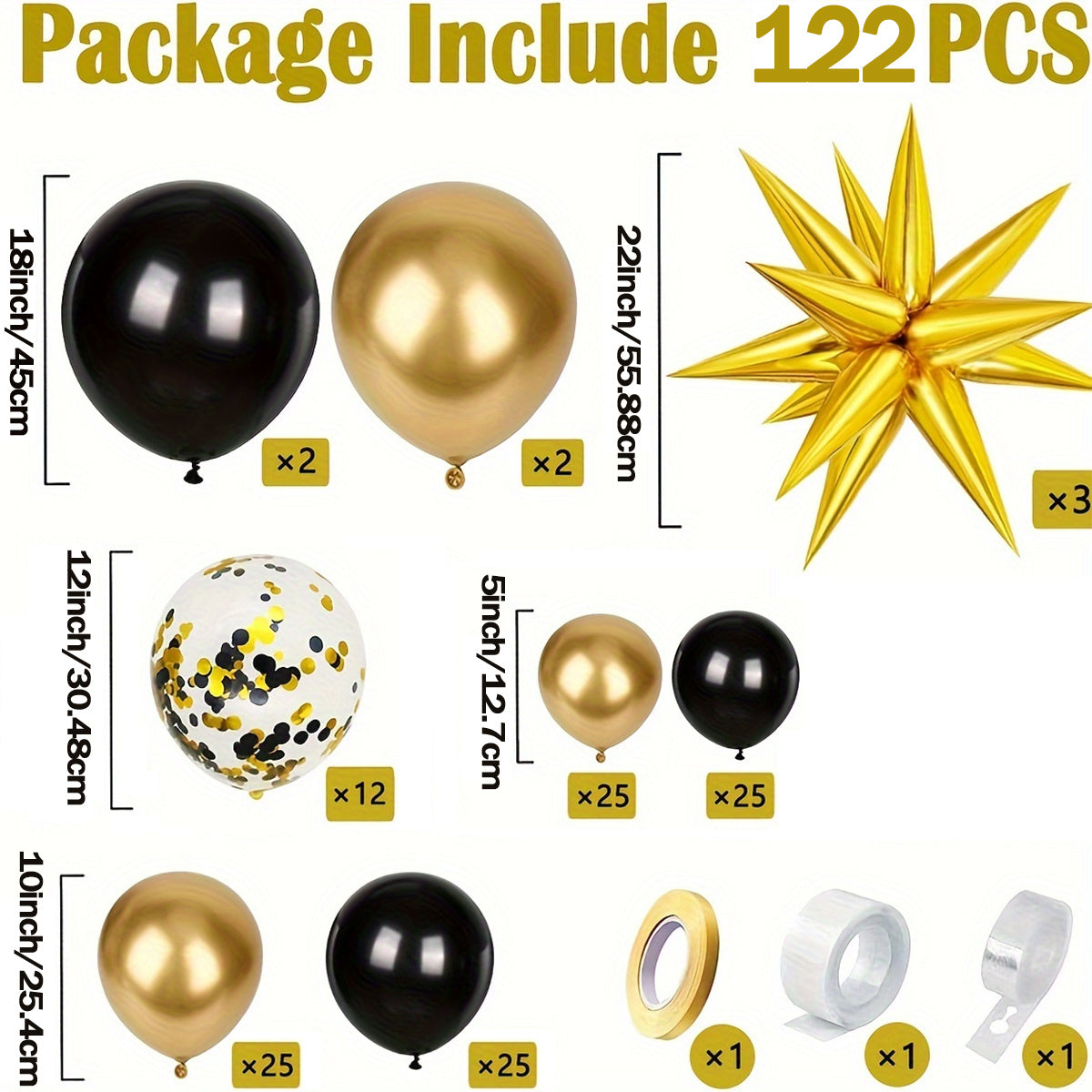 122pcs, Explosion Star Balloon Garland Arch Kit, Starburst Foil Balloon, New Year Decor, Wedding Decor, Birthday Decor, Anniversary Decor, Graduation Decor, Holiday Decor, Celebration Decor, Indoor Outdoor Decor