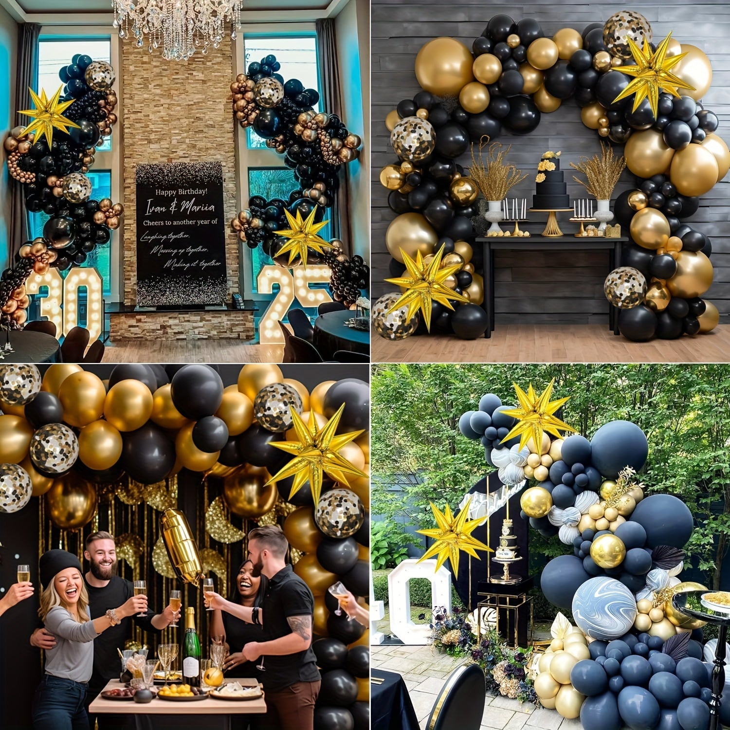 122pcs, Explosion Star Balloon Garland Arch Kit, Starburst Foil Balloon, New Year Decor, Wedding Decor, Birthday Decor, Anniversary Decor, Graduation Decor, Holiday Decor, Celebration Decor, Indoor Outdoor Decor