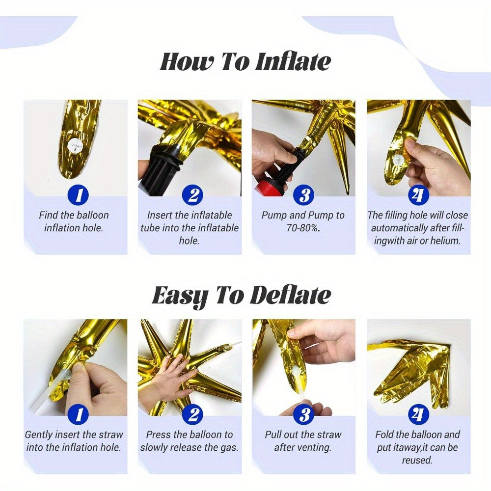 136pcs, Royal Blue And Golden Balloons Arch Garland Kit With Starburst Foil Balloons, 5 10 18 Inch Navy Blue White And Golden Balloon For Anniversary Wedding New Year Birthday Party Decorations