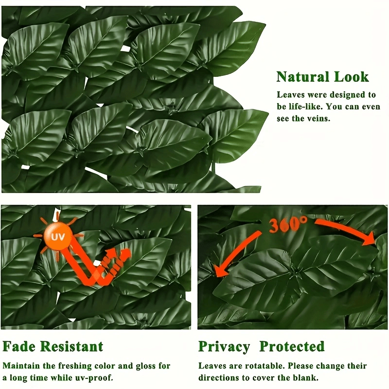 1pc UV-Resistant Artificial Hedge Fence - Faux Green Leaves Panel for Outdoor Garden Decoration & Balcony Fencing Privacy Screen