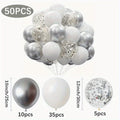 50pcs Elegant White & Silvery Balloons - 12 Inch Matte Metallic Latex, Perfect for Birthday, Shower, Bridal, Wedding, Anniversary, And Prom Decorations, Birthday Photo Prop, Party Scene Enhancer, Birthday Party Decor | Elegan