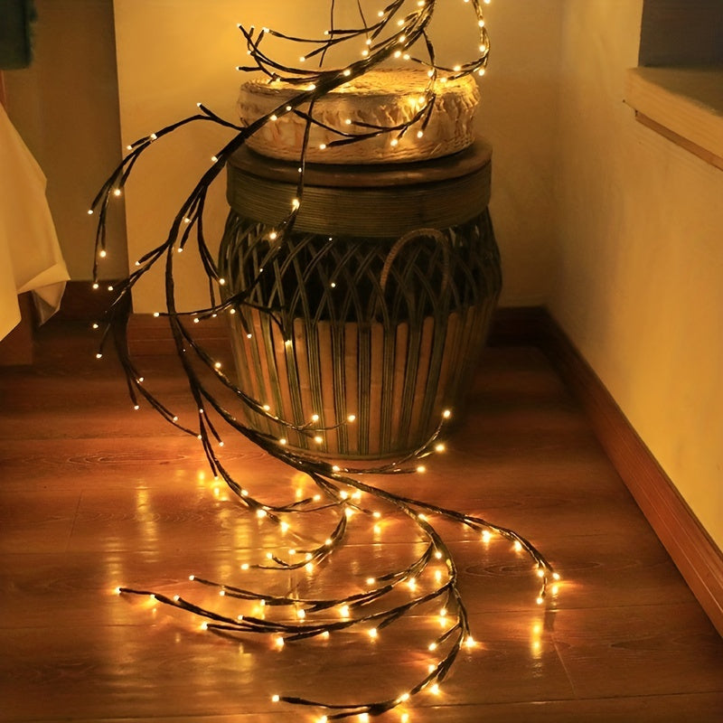 1pc Indoor Wall Decoration Artificial Plant Tree Branch Lamp, 96 LED Lit Willow Wall Lamp, For Bedroom Living Room Decoration Aesthetics Halloween Christmas Gift