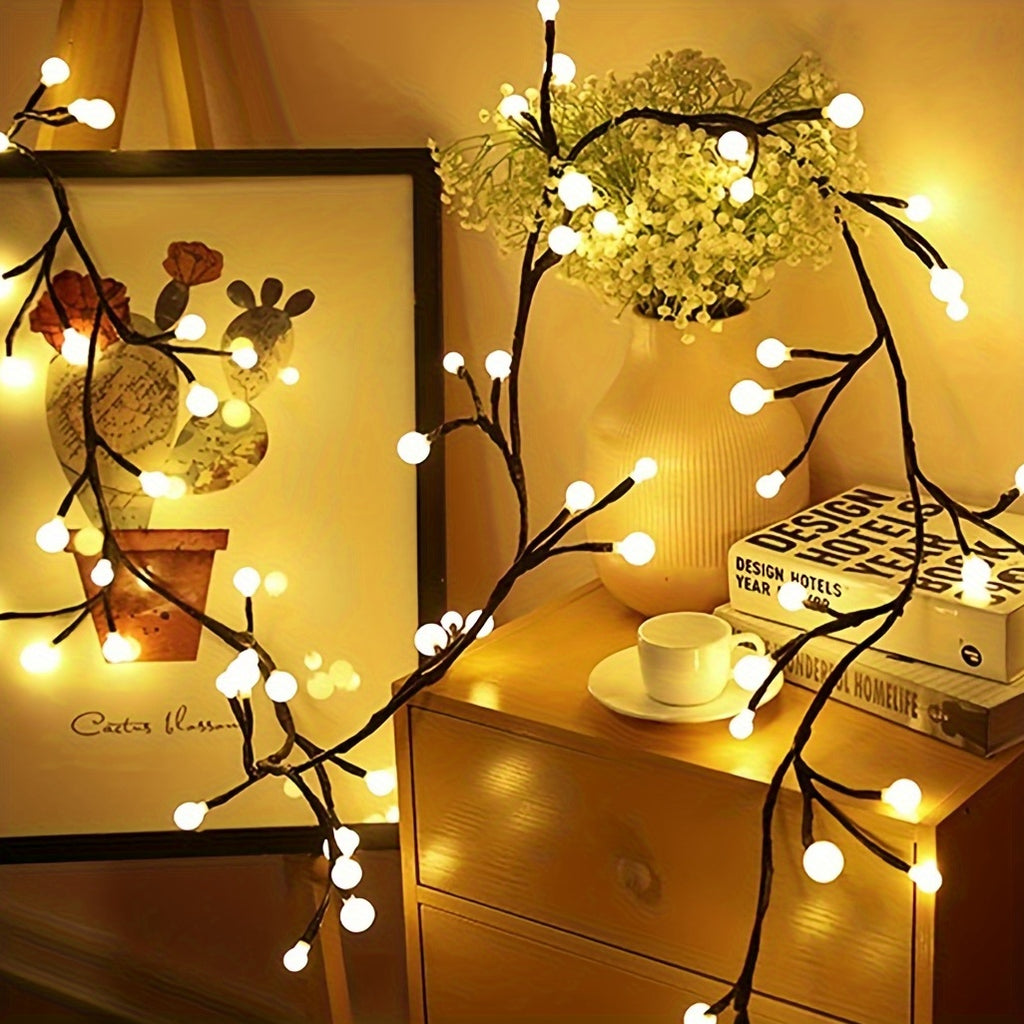 1pc Indoor Wall Decoration Artificial Plant Tree Branch Lamp, 96 LED Lit Willow Wall Lamp, For Bedroom Living Room Decoration Aesthetics Halloween Christmas Gift