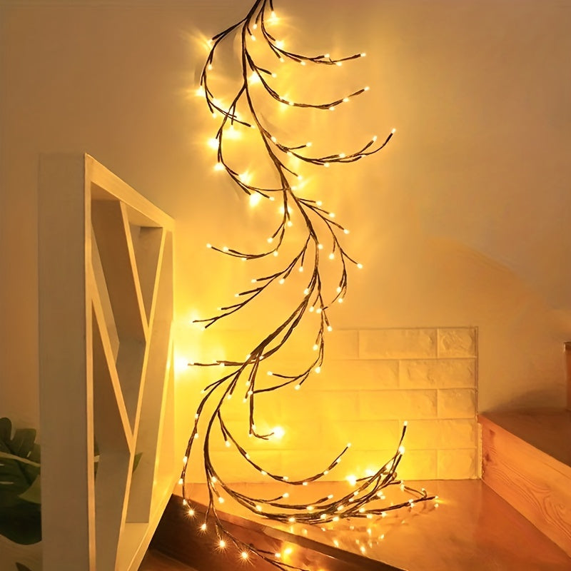 1pc Indoor Wall Decoration Artificial Plant Tree Branch Lamp, 96 LED Lit Willow Wall Lamp, For Bedroom Living Room Decoration Aesthetics Halloween Christmas Gift