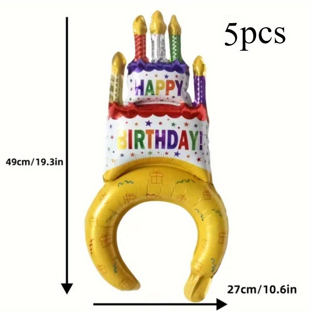 10pcs Aluminum film balloon birthday cap, aluminum film balloon headband set, birthday party headband, adult birthday balloon cap, party photo decoration, party atmosphere props