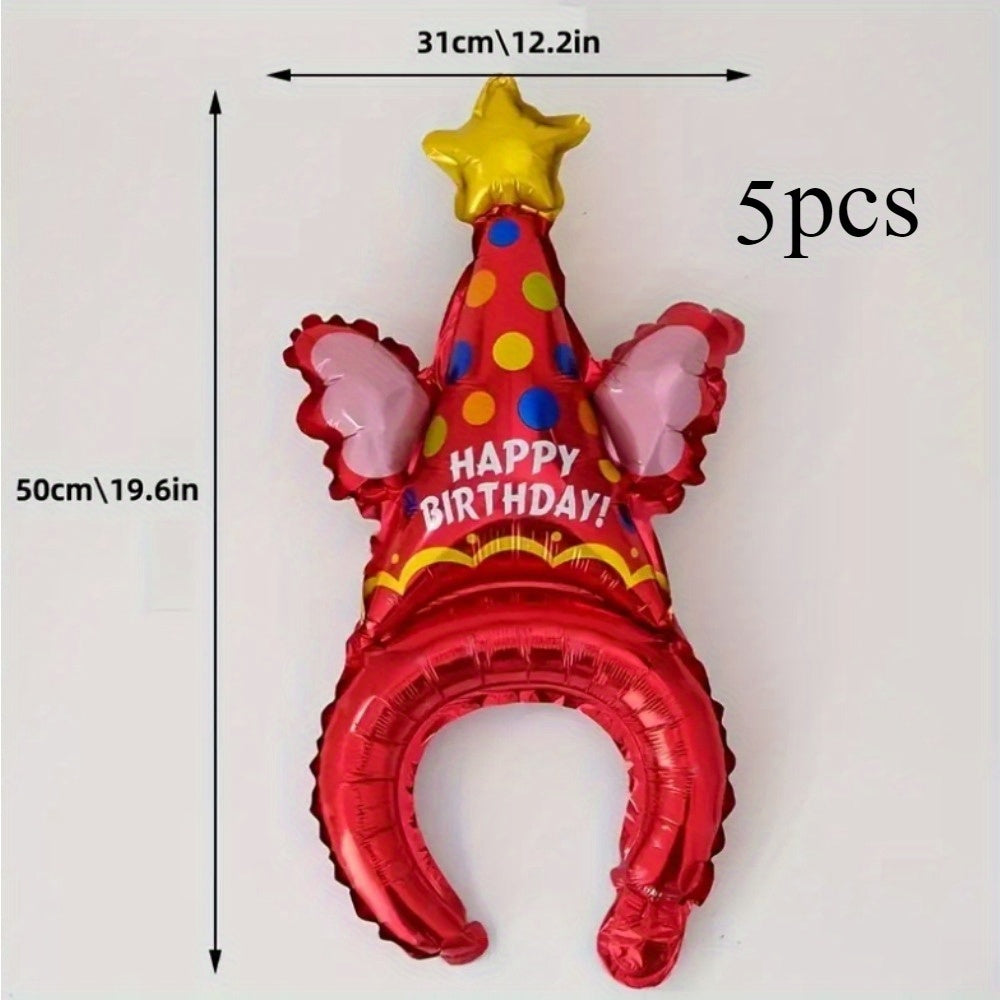 10pcs Aluminum film balloon birthday cap, aluminum film balloon headband set, birthday party headband, adult birthday balloon cap, party photo decoration, party atmosphere props