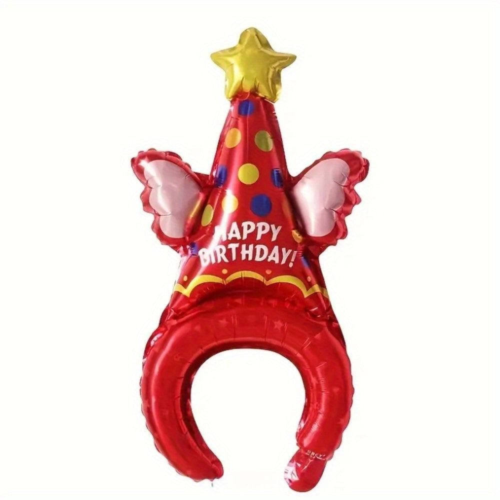 10pcs Aluminum film balloon birthday cap, aluminum film balloon headband set, birthday party headband, adult birthday balloon cap, party photo decoration, party atmosphere props