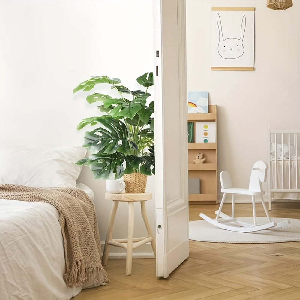 1pc Artificial Palm Tree Leaves Plant - Greenery Fake Tropical Plants, Artificial Monstera Tree Faux Fake Palm Fronds Plant - Plastic - Suitable for Spring Summer St. Patrick's Day Easter Decor - For Living Room Bedroom Home