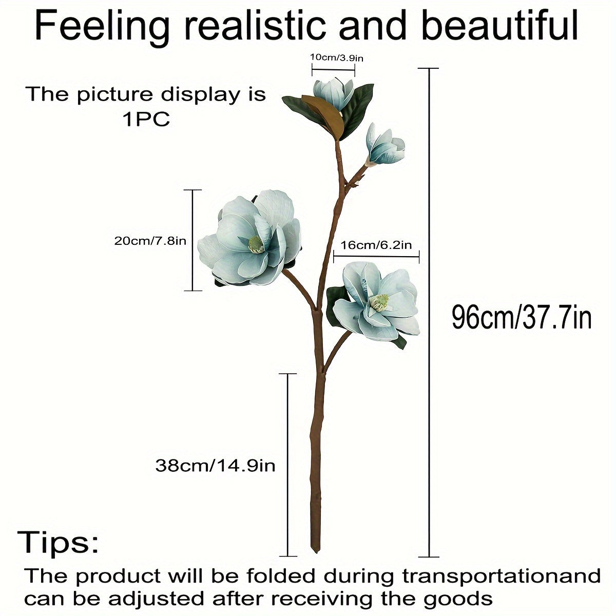 1pc European Style Magnolia Flower Branch - Artificial Flower Arrangement for Living Room, Bedroom, and Outdoor Garden Decor - Perfect Valentine's Day Gift