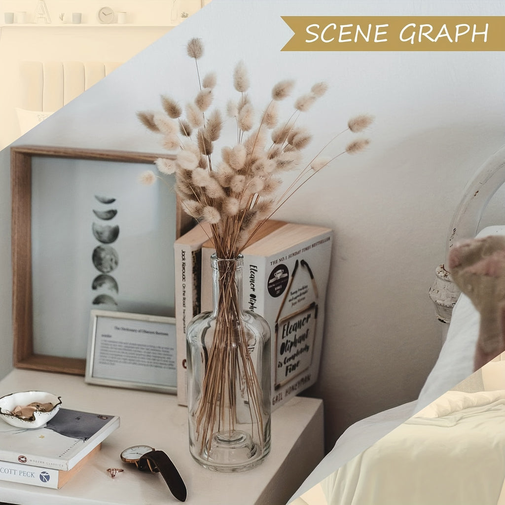 200pcs Artificial Pampas Grass Bundle - Includes 50 Decorations, 30 Natural Dried Feather Grass, 120 Natural Rabbit Tail Grass for Bohemian Table, Country Parties, Shower Decor, Wedding Party, and Home Decor