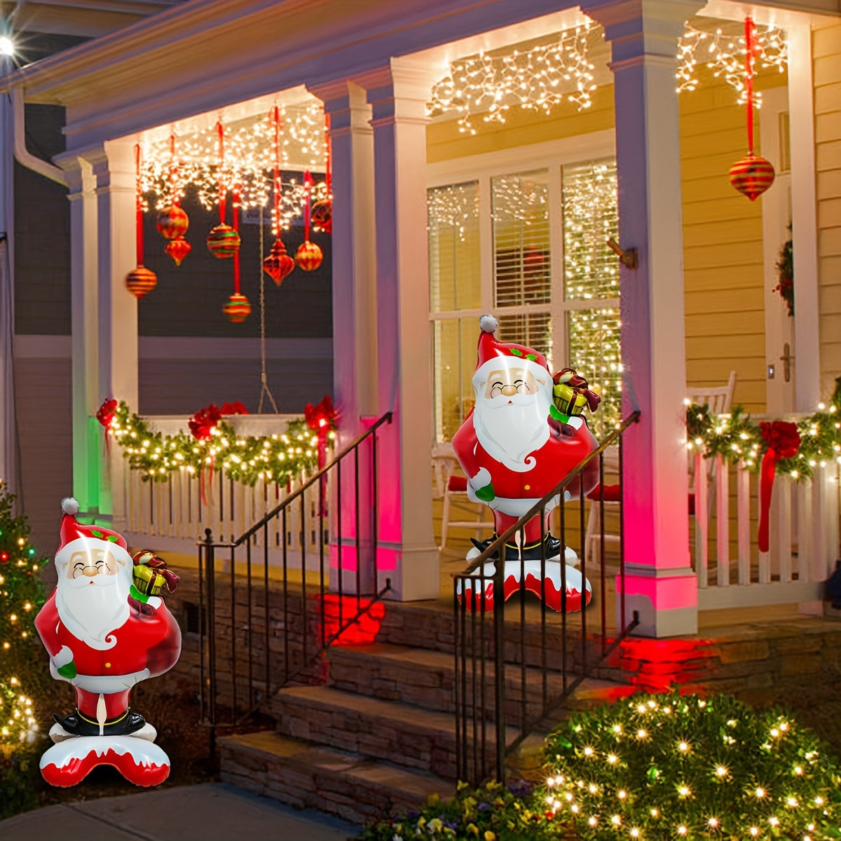 1pc New Extra Large Standing Santa Claus Foil Balloon, Christmas Holiday Indoor And Outdoor Party Decoration, Suitable For Christmas New Year Birthday Supplies Easter Gift