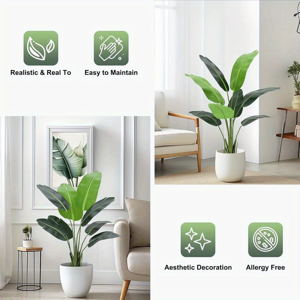 Bird of Paradise Artificial Plant, 4 Feet Faux Bird Paradise Plant Green Tropical Artificial Plants for Indoor Home Living Room and Offices Decoration
