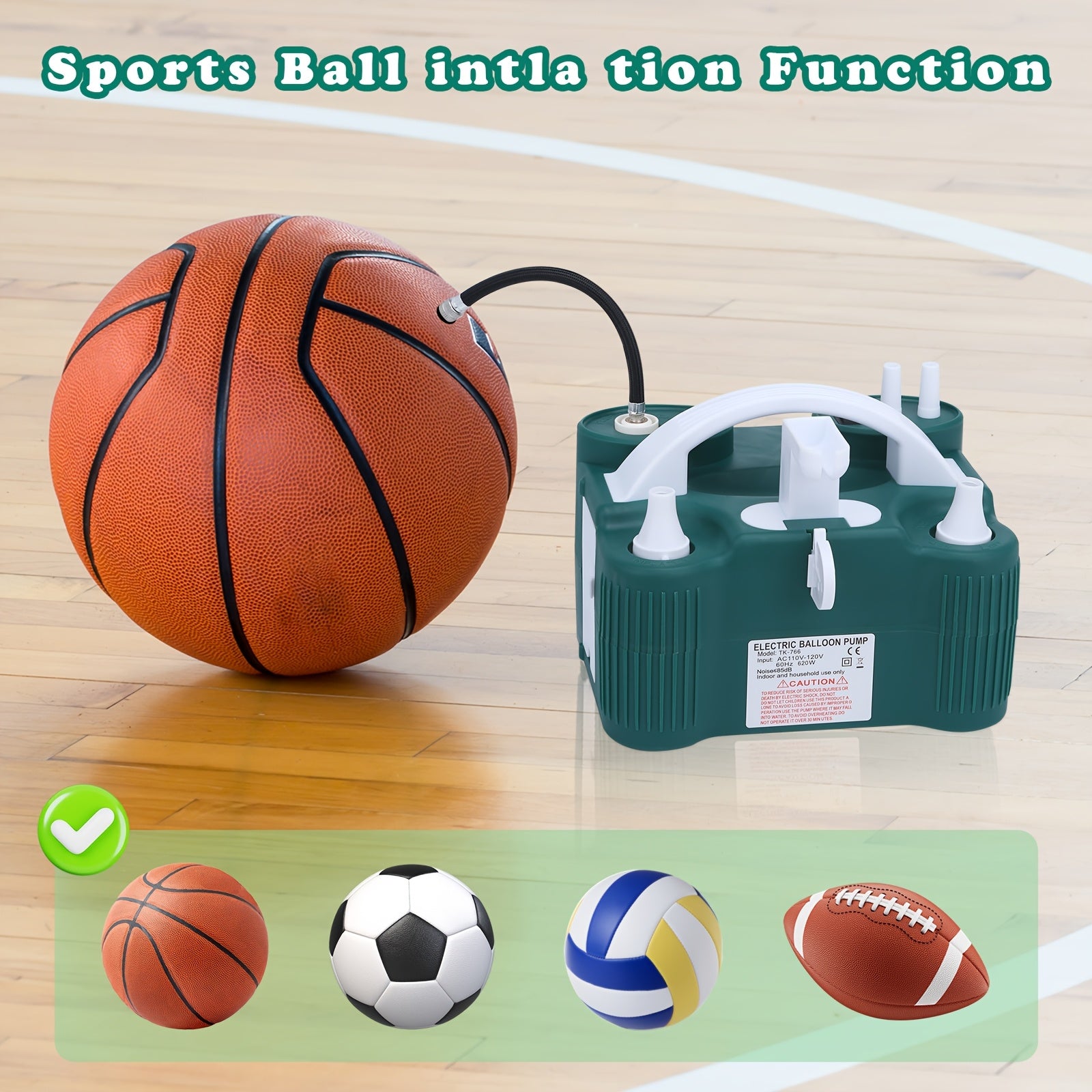 1 Electric Balloon Pump 3-in-1 Portable Air Pump | Fast Inflation for 260q Foil Mylar Latex Double-Stuffed Balloons, Inflator Deflator for Pool, Semi-automatic Operation, Green PP Material, Without Battery