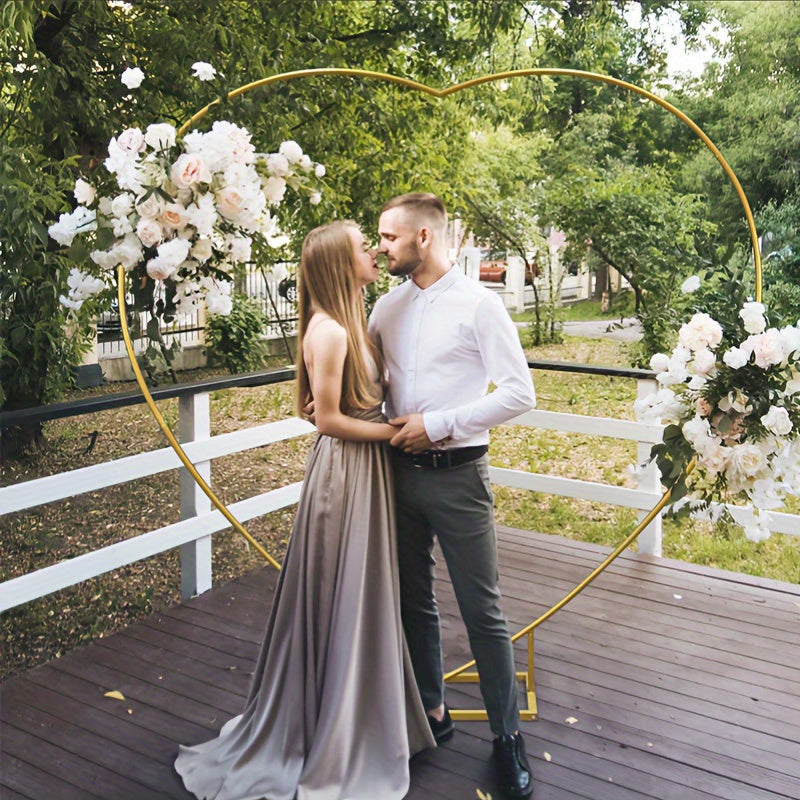 1pc Heart-Shaped Metal Balloon Arch Stand, Iron Photo Backdrop Holder for Wedding, Birthday Party, Youngsters Shower, Bridal Shower - No Electricity Needed, Featherless, Versatile Decor for Christmas, Halloween, Valentine's D