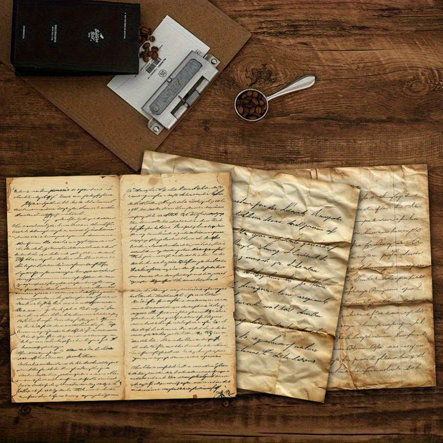 108 Vintage Handwritten Letter Scrapbook Paper, Decorative Paper Suitable for Handmade Grunge Diary Background Decoration And Other Scenes