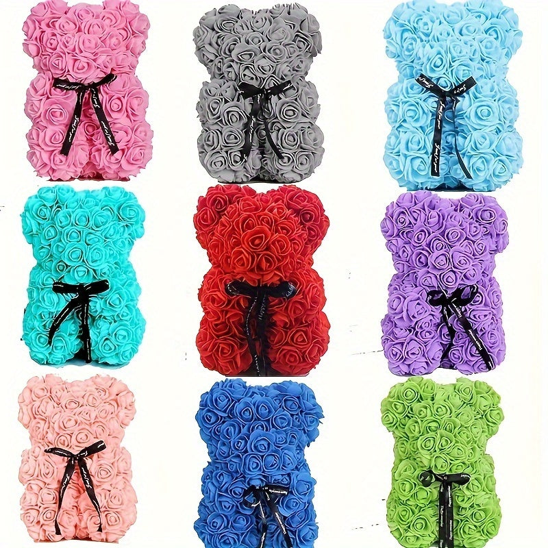 1pc, Artificial Rose Bear 9.84inch Artificial Foam Flower Terry Bear, Rose Bear Gifts For Mother Grandmother On Mother's Day, Perfect Gift For Valentine's Day, Anniversary, Wedding, Creative Gift For Birthday Christmas