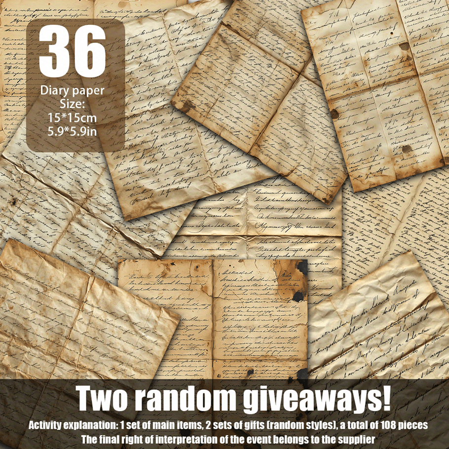 108 Vintage Handwritten Letter Scrapbook Paper, Decorative Paper Suitable for Handmade Grunge Diary Background Decoration And Other Scenes