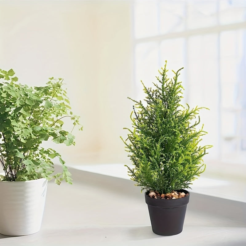 1/2pcs, 17-Inch Artificial Pine Christmas Tree, Realistic Simulation Tree for Indoor/Outdoor Decor, Wedding & Party Supplies