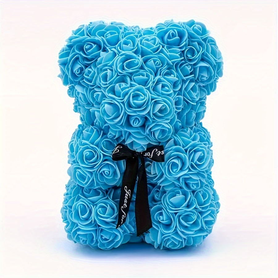 1pc, Artificial Rose Bear 9.84inch Artificial Foam Flower Terry Bear, Rose Bear Gifts For Mother Grandmother On Mother's Day, Perfect Gift For Valentine's Day, Anniversary, Wedding, Creative Gift For Birthday Christmas