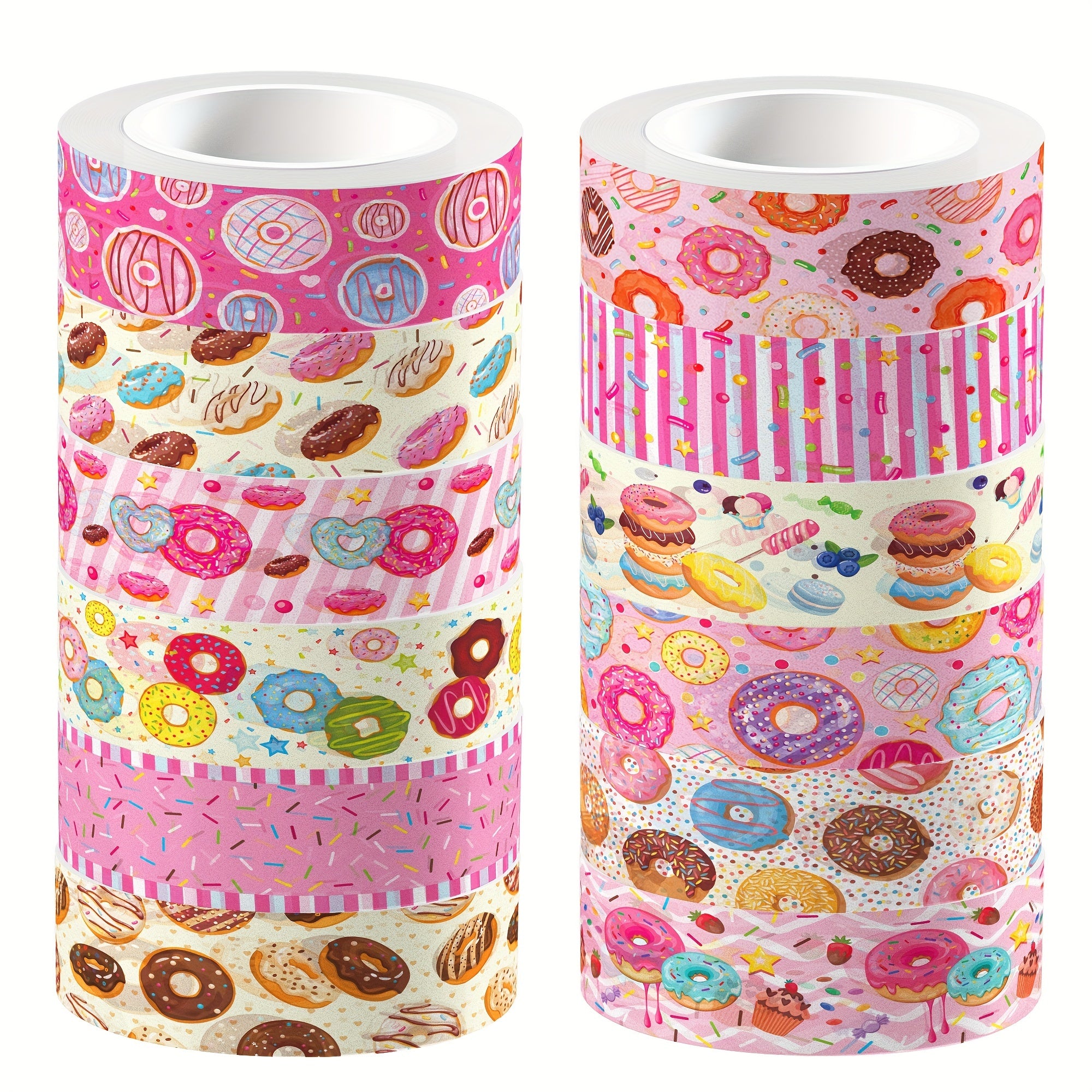 12 Rolls Sweet Donuts Washi Tape Masking Tape Decorative Paper Sticker for Scrapbook Journal DIY Craft Gift Wrapping