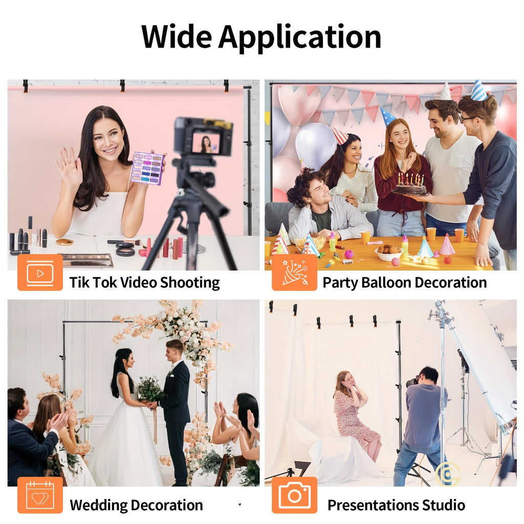 10x7ft Adjustable Metal Backdrop Stand - Durable Photo Studio Kit with 4 Crossbars, 4 Backdrop Clamps, and Balloon Arch Support for Parties, Wedding, and Event Decorations