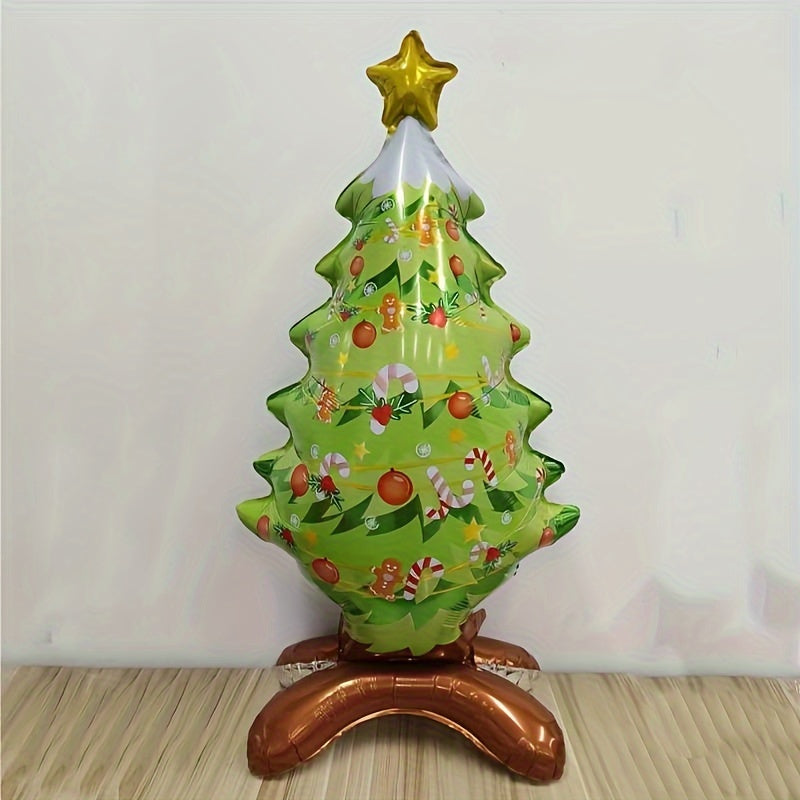 1pc/2pcs Standing Christmas Tree Aluminum Balloon, Christmas Party Decorative Supplies Santa Claus Aluminum Foil Balloon Christmas Balloon Decoration, Christmas Ornaments