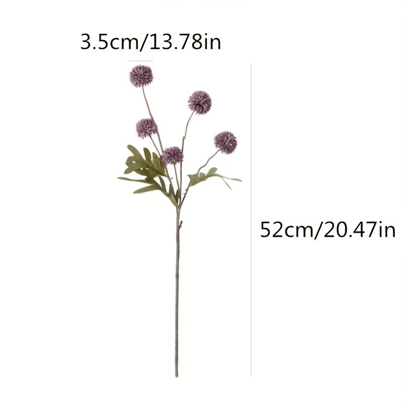 5pcs Autumn Dandelion Simulation Flowers, Artificial Flowers Ball Chrysanthemums, Autumn Thanksgiving Halloween Harvest Decor, Autumn Decor, Home Decor, Room Decor, Wedding Decor