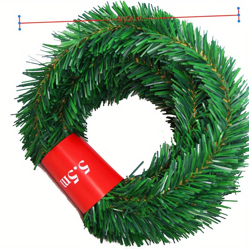 1pc, 216.54inch Pine Christmas Garland Decorative Green Artificial Xmas Tree Rattan Banner Party Plastic Pendant Tinsel Hanging Decoration