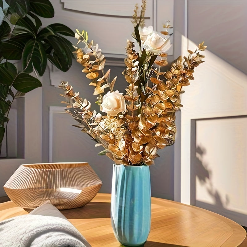 20pcs, Golden Artificial Eucalyptus Stems And Leaves For Wedding Centerpieces And Farmhouse Decor - Realistic Greenery Branches For Flower Arrangements And Home Decor