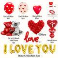 1000pcs Red Heart-shaped Printed Balloon I Love You Balloon Banner With Red Rose Petals And Bear Hug Balloon For Valentine'S Day Engagement Proposal And Easter Gift